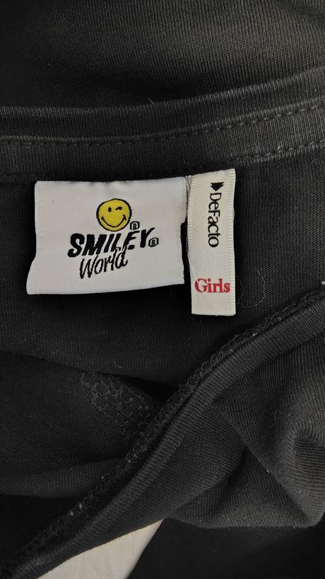Dievčensky čierny top s motívom, smiley, 160 cm, 158