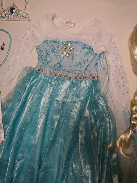 Kostým elsa šaty, závoj, mega set, vlasy,104-116,