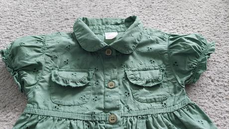 Zelené khaki madeirové šaty 12-18 mes., 80