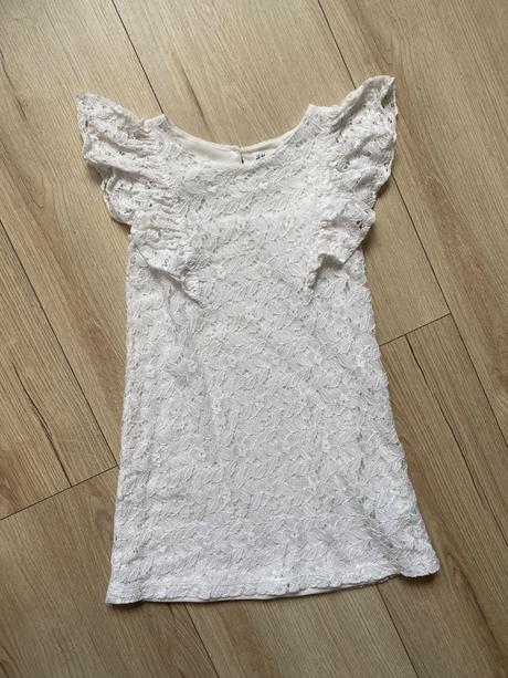 Biele cipkovane saty zn. h&m, h&m,122