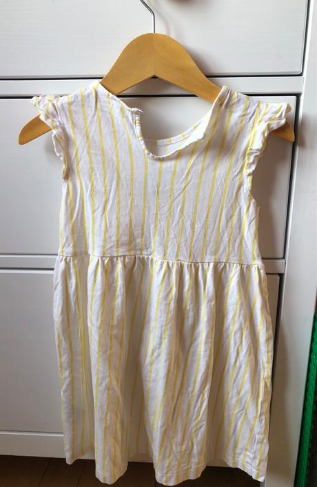 Bavlnené pásikavé bielo - žlté šaty, h&m, 98, h&m,98