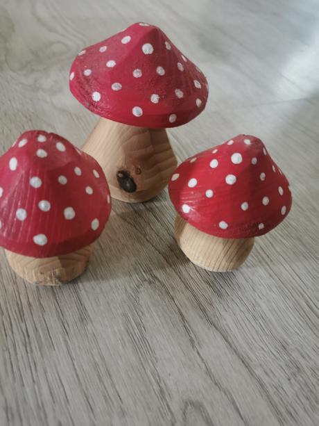 3x drevená muchotrávka,