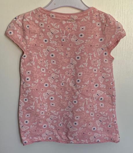 F&f ružové tričko s kvietkami a motýlikmi, f&f,116