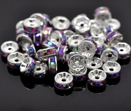 Rondelka so štrasom 8 mm - fialková s ab efektom, 