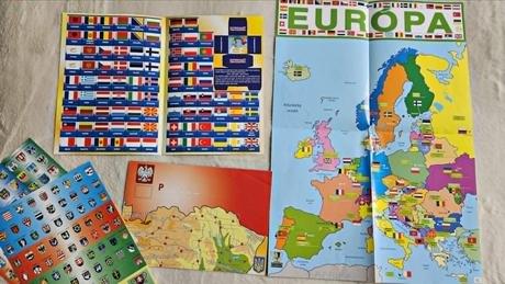 Mapy slovenska a europy + nalepky, 6 ks,