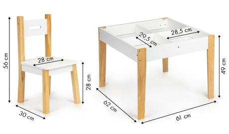Sada detského nábytku stôl + 2 stoličky, biela, pr,