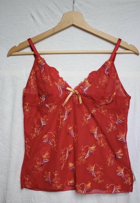 Dámske červené priehľadné tielko, miriale,s
