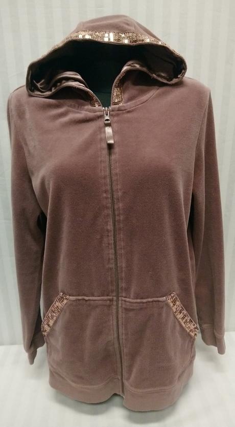 Dámska šedo fialová zamatová mikina, esmara xl/xxl, esmara,xxl