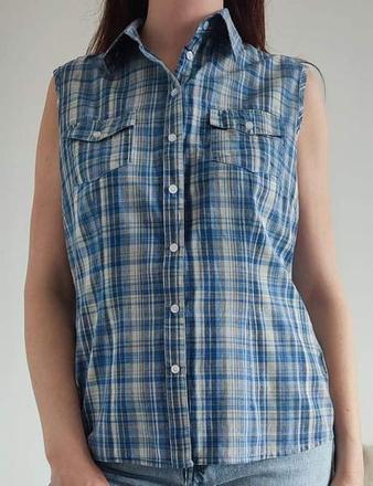 Karovaná košeľa bez rukávov, m