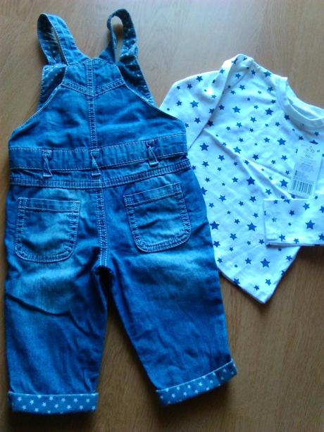 Rifle a tričko s dlhým rukávom na 9-12 mesiacov, f&f,74