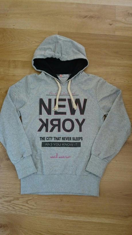 Šedá mikina s kapucňou, s