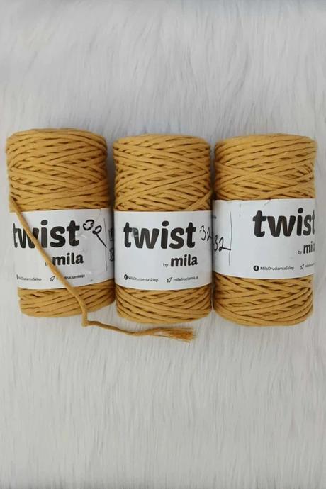 Twist- šnúra na macrame 3 ks horčicová, 