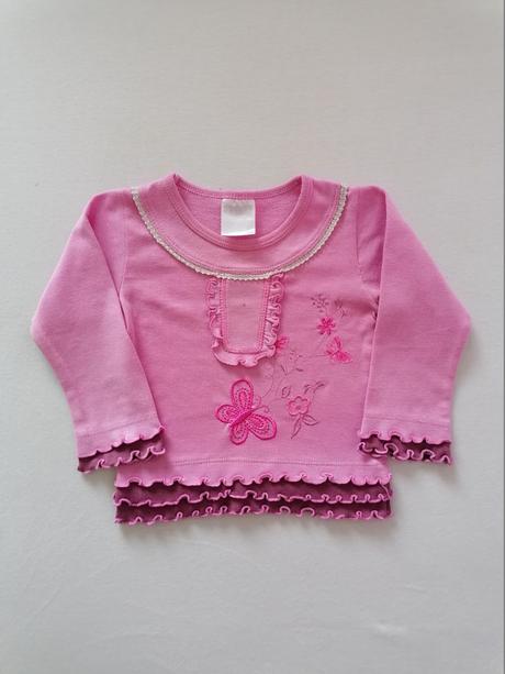 Ruzove tricko s dlhym rukavom, 80