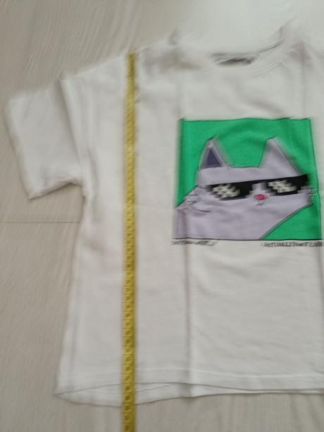 Biele tričko s mačkou s okuliarmi, house,s