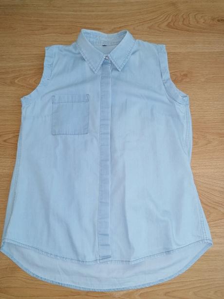 Bavlnená rifľová blúzka, h&m,l