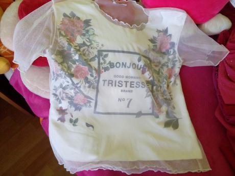 Sieťkové  kvietkovane tricko, xl