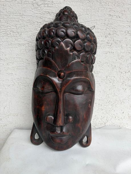 Hlava budha socha soska pc 190 cca 41 cm drevorez,
