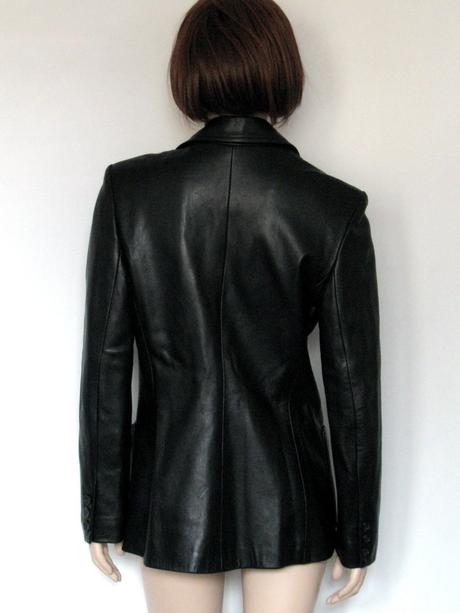 Čierne kožené sako, m