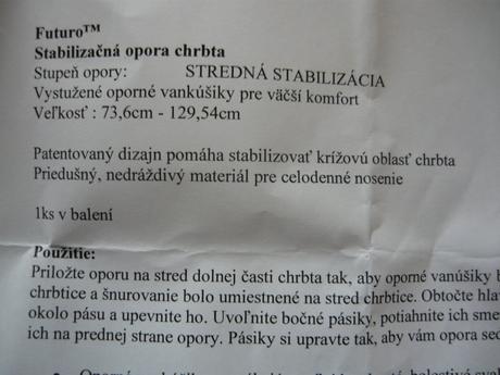 Futuro stabilizačná opora chrbta, m