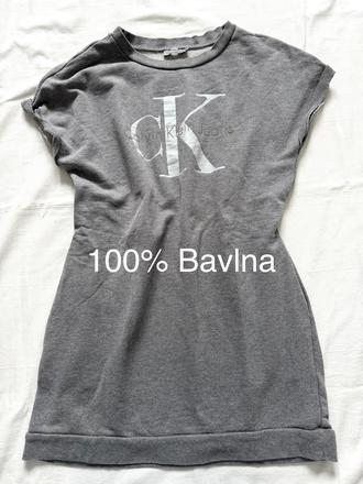 Calvin klein jeans šedé mikinové šaty/tunika veľko, calvin klein,m