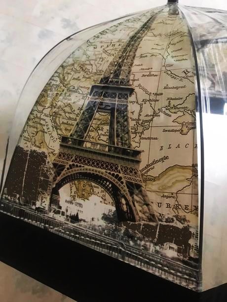 Priesvitný hlboký dáždnik eiffelovka, 