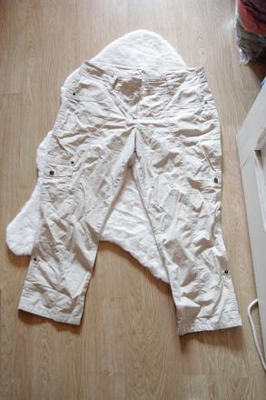 Béžové 3/4 bavlnené nohavice, xl, xl