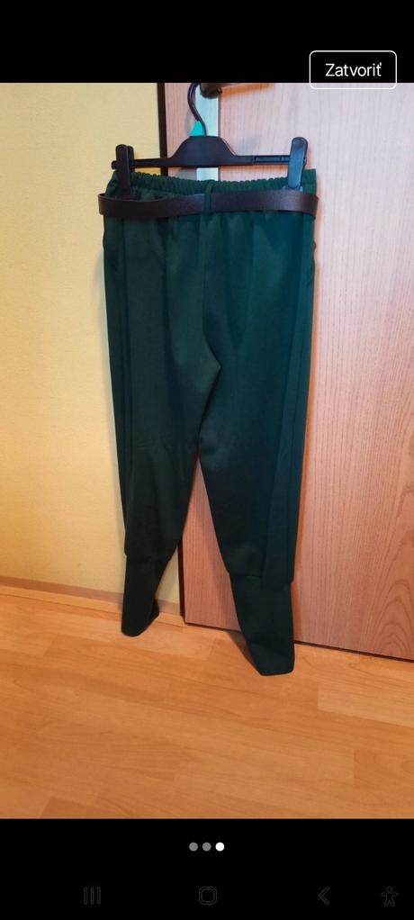 Nenosené smaragdové nohavice s opaskom m,l/xl, 