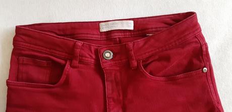 Elastické bordové rifle zara, zara,34