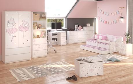 Babyboo detská izba lulu dvojposteľ biela baletka, 