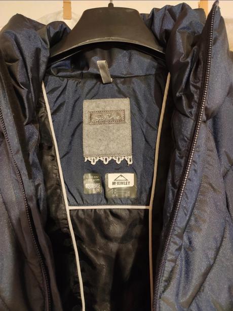 Modrá lyžiarská zimná bunda s kožušinou, mckinley,s