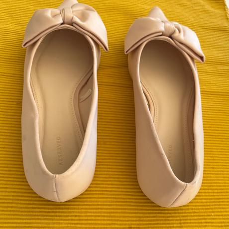 Krémové baleríny s mašľami reserved, 38, reserved,38