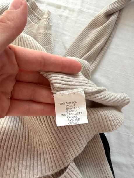 Béžová súprava zo zmesi bavlny, kašmíru a vlny, m