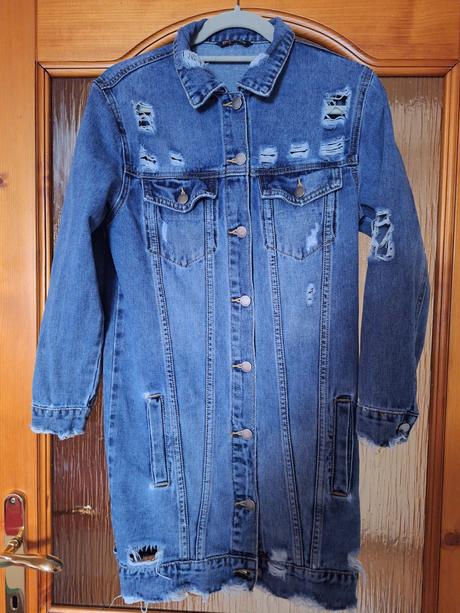 Predĺžená riflová bunda, s