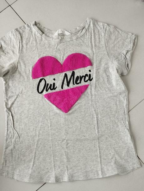 Sivé tričko s kožušinkou, h&m,170