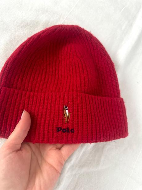 Červená vlnena čiapka, ralph lauren