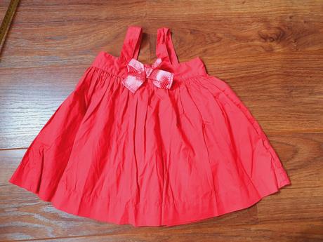 B964 šatičky, červené, mašlička, benetton,80