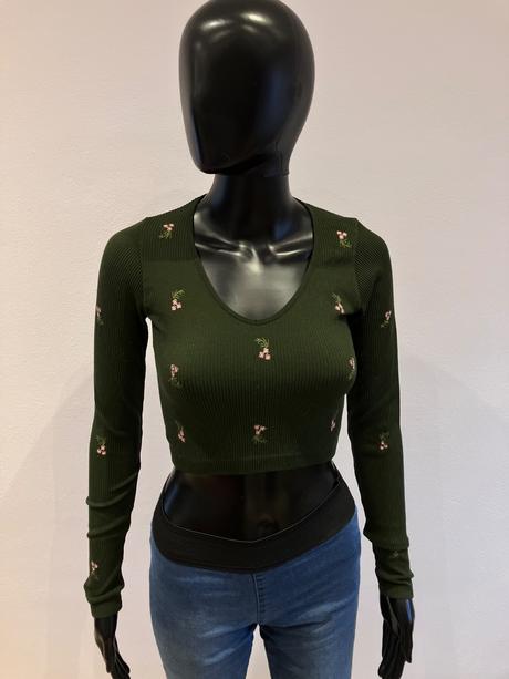 Dámske krátke rebrované tričko stradivarius (s), stradivarius,s