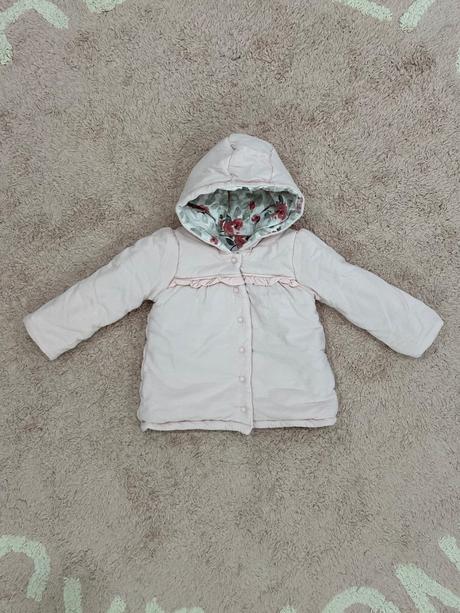 Obojstranná ružová bundička (kabátik) s kvietkami, 68