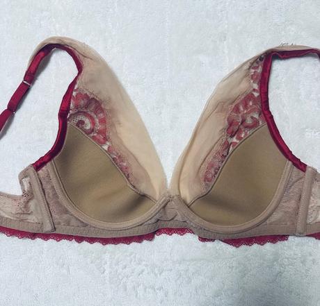 Balkonetová béžovo-červená podprsenka intimissimi, intimissimi,m