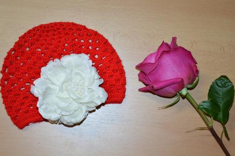 Háčkovaná čiapočka s kvetom, 50 - 158