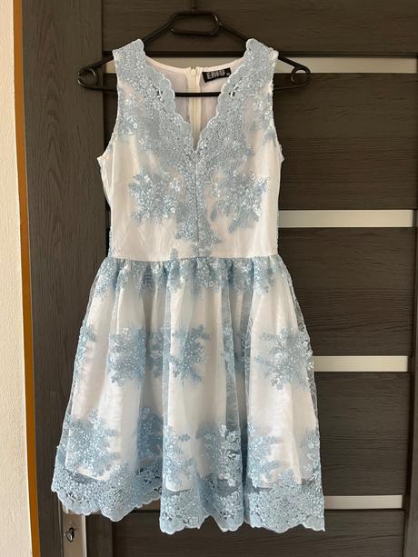 Bielomodré spoločenské šaty, xs