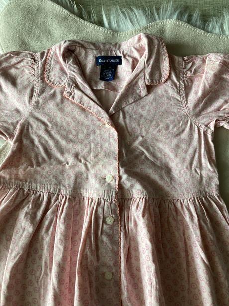 Ružové gombíkové šaty rl 4t, ralph lauren,104