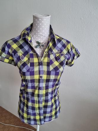 Fialovo-žltá káro blúzka authorithy veľ. s, authority,s