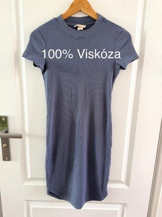 Sivomodré rebrované šaty h&m s polorolákom veľ. 38, h&m,s
