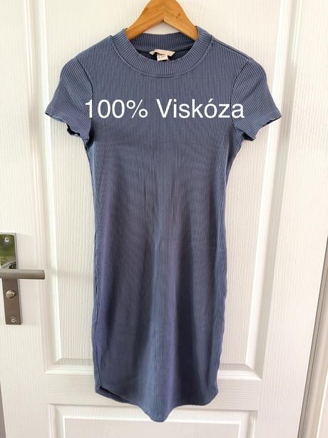 Sivomodré rebrované šaty h&m s polorolákom veľ. 38, h&m,s