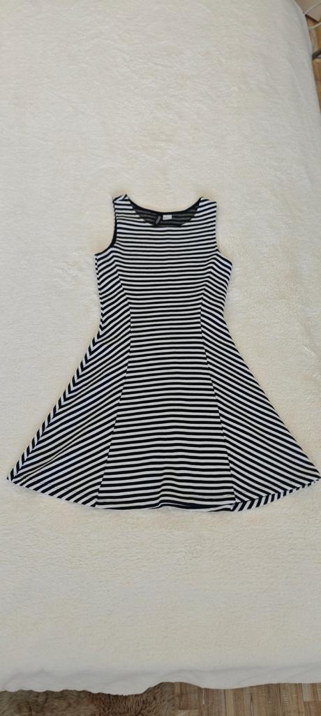 Šaty tmavomodrý prúžok s bielou, h&m,34
