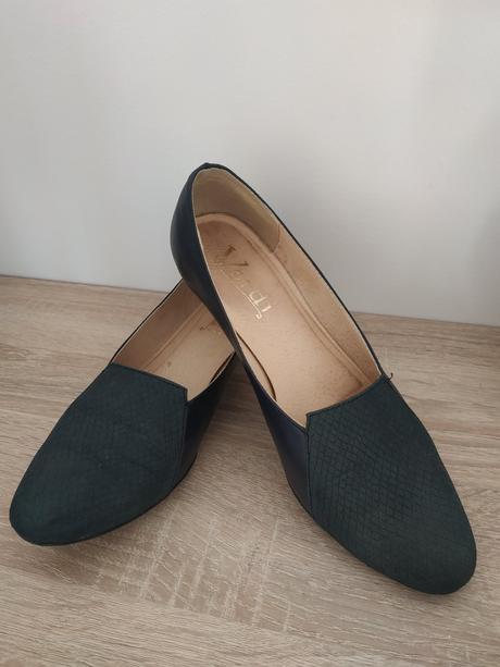 Tmavomodre kozene topanky balerinky verdi, vel. 39, 39