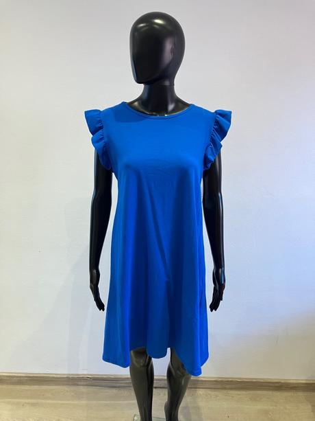 Dámske kráľovskomodré šaty s volánmi (uni), l / m / s