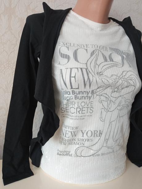 Dievčenské tričko s potlačou a flitrami,11-12 r., ovs,152