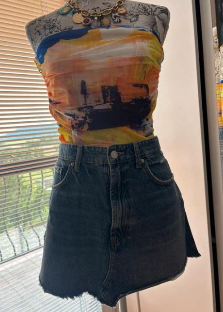 Tmavomodrá riflova sukňa zn. zara - veľkosť xl, zara,xl
